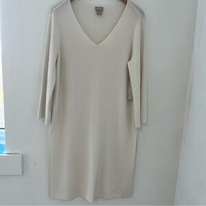 Chico's Cream V-Neck Midi Dress